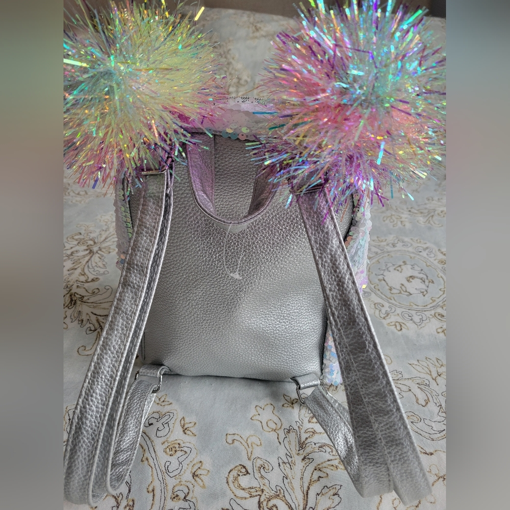 NWOT Justice 'M' Mini Sequin Backpack - Picture 2 of 7